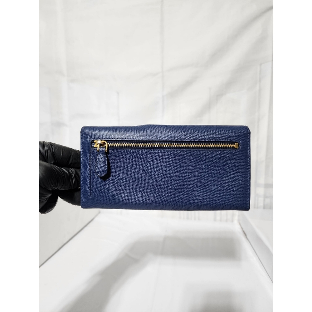 Prada Saffiano Leather Continental Wallet Blue - Picture 3 of 13
